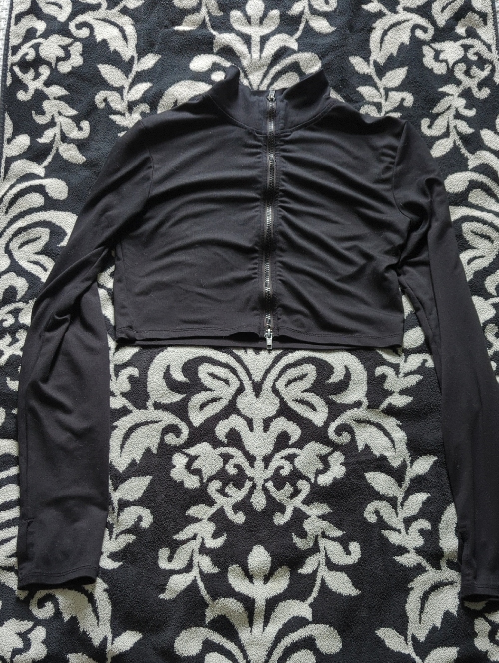 FB Sister Black Zip-Front Cropped Top